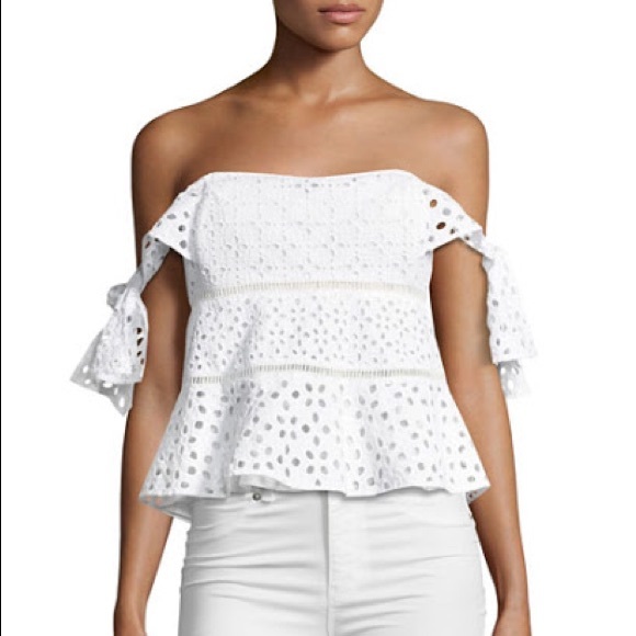 Rebecca Taylor Tops - Rebecca Taylor Off-The-Shoulder Amora Eyelet Top